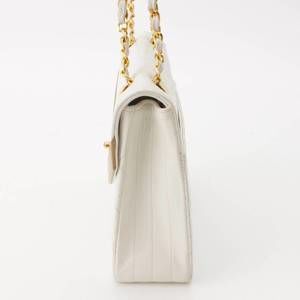 Chanel White Bicolor Flap Shoulder Bag Matelasse Lambskin